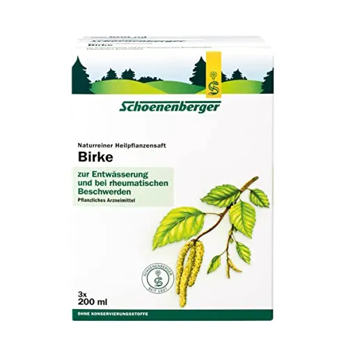 Schoenenberger Naturreiner Heilpflanzensaft Birke 600 ml - Rezeptfreie Medikamente, 100% naturrein, unterstützt die Entgiftung und wirkt vitalisierend auf den Körper.
