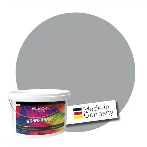 WALLCOVER hochwertige Wandfarbe für Innen | Grau | 2.5L für 20m² | Hochdeckende Innenfarbe Matt (Klasse 1) | Profi Qualität aus Deutschland