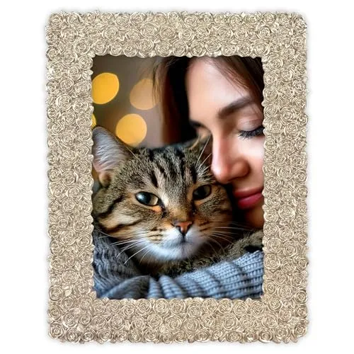 matches21 HOME & HOBBY Vintage Bilderrahmen 20 x 30 cm aus Harz - Rechteckiger Fotorahmen, Gold mit 3D Blumenmuster zum hinstellen