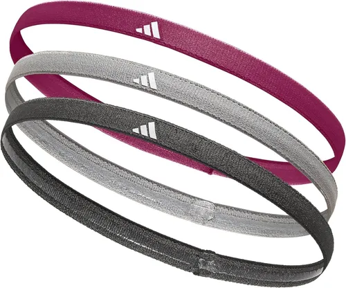 adidas Sports Headband One Size Fits All 3 Pack Schwarz Grau Power Berry NEU OVP