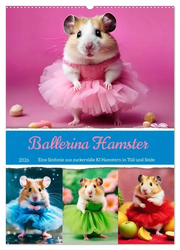 Ballerina Hamster Kalender 2025 von Fred Schimak - Entdecken Sie die zauberhaften KI Hamsterdamen in bunten Ballettkleidern! Mit 14 Seiten voller Tanzfreude und Kreativität, ideal für Kinder und Jugendliche. Ein farbenfrohes Highlight für jeden Raum!