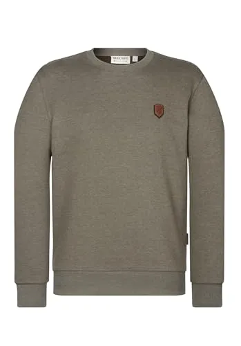 Naketano Herren Sweatshirt Rainerius in Olive Melange, Größe S - Bequemes Naketano Sweatshirt mit stylischem Rippkragen und Kunstleder-Details. Ideal für Freizeit und Alltag, bietet es ein angenehmes Tragegefühl und hochwertige Verarbeitung für langanhaltenden Komfort.