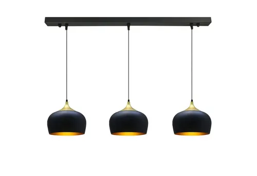 bamyum Kreis Hängelampe 3 Flammig Schwarz Gold Ø30 cm - Vintage Pendelleuchte für Esstisch und Wohnzimmer, mit elegantem Schwarz-Gold-Design und E27 Fassung für individuelle Lichtgestaltung.