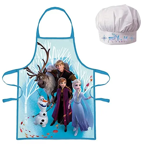 Sorrisini Kinderschürze Kochmütze für Kinder, Mädchen Schürze, Kinderschürze Jungen, Verstellbare Kinderschürzen zum Backen, Malen, Kinder 3-8 Jahre Frozen