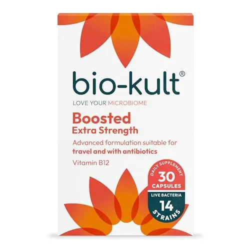 Bio-Kult Boosted 30 Kapseln, hoch wirksames Ergänzungsmittel mit 14 lebenden Bakterienstämmen und Vitamin B12