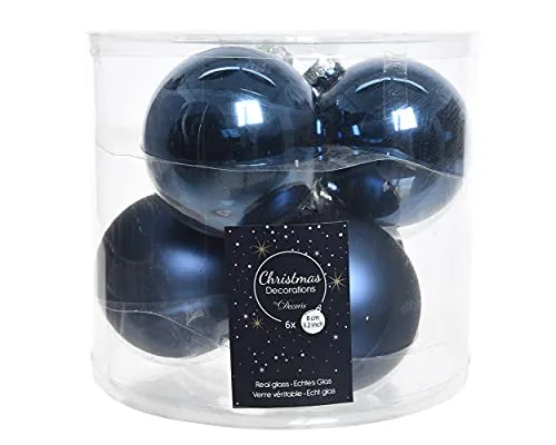 Stück - Weihnachtskugeln D8cm Glas (Nachtblau) 6