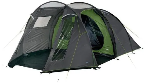 HIGH PEAK Familienzelt Ancona 4.0 - Geräumiges 4-Personen Tunnelzelt mit Stehhöhe, wetterfest und mit effektivem Ventilationssystem. Ideal für Familiencamping mit 2 Eingängen und herausnehmbarem Boden.