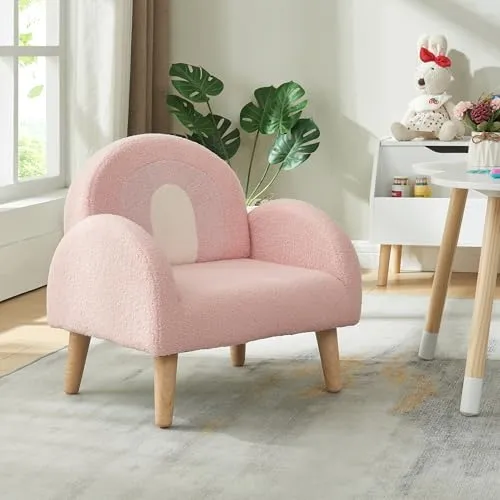 [en.casa] Kindersessel Sorreindi - Rosa Polstersessel für Kinder - Sessel fürs Kinderzimmer mit verspieltem Design und weicher Schaumstoffpolsterung, ideal für kleine Entdecker und gemütliche Leseecken.
