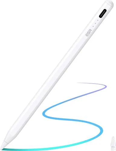 ESR Digital Pencil Stylus für iPad (2018-2025) - Präziser Eingabestift mit Palm Rejection-Technologie für reibungsloses Schreiben und Zeichnen. Magnetische Haftung am iPad und bis zu 13 Stunden Nutzungsdauer. Inklusive USB-C Kabel und 3 Ersatzspitzen.
