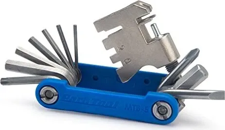 Park Tool MTB-5 Rescue Tool Mini-Faltwerkzeug - Blau - Praktisches Faltwerkzeug für alle Notfälle beim Mountainbiking, kompakt und leicht für den Trail.