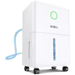 KNKA Luftentfeuchter, 6L/24h Luftentfeuchter Elektrisch, Geeignet für Raumgrößen bis zu 45m3(15m2), Leiser Entfeuchter mit farbigem LED-Ring, ... - Weiß