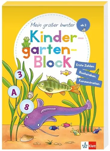 Klett Mein großer bunter Kindergarten-Block: ab 3 Jahre, Erste Zahlen und Buchstaben, Konzentration: Erste Zahlen, Buchstaben, Konzentration