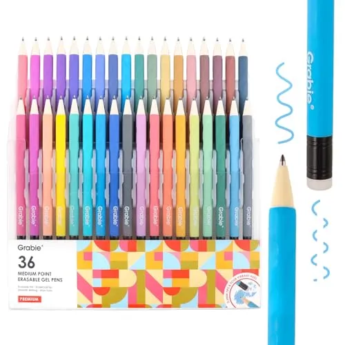 Grabie Löschbare Gelstifte Set, 36 Farben für kreative Projekte