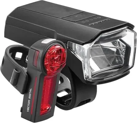 TRELOCK Fahrradlichtset LS 480 LIGHTHAMMER - Fahrradbeleuchtung mit 80 Lux Vorderlicht und bremslichtfähigem Rücklicht, USB-C Ladefunktion und bis zu 13 Stunden Leuchtdauer für sichere Fahrten bei Dunkelheit.