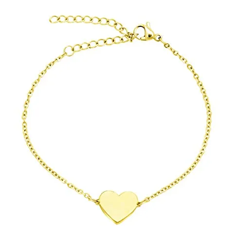Nuoli® Herz Armband Damen Gold (15 + 5cm verstellbar) Armband Herz für Frauen und Mädchen, aus Edelstahl