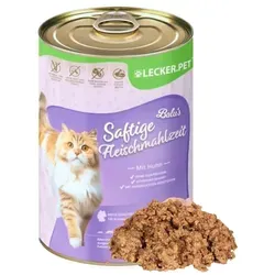 g Lecker.Pet® Balu's Saftige Fleischmahlzeit mit Huhn Katzenfutter Nassfutter 6 x 400