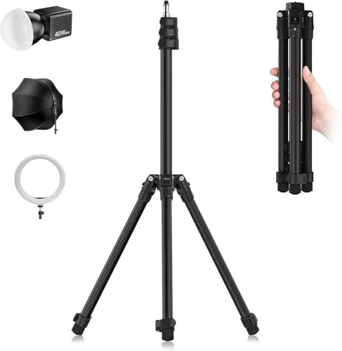 ULANZI TT43 190cm Lichtstativ Aluminium, Reversible Fotografie Licht Stand Lampenstativ Umkehrbares Tragbares Kamera Stativ, Max. 6kg Traglast, 1/4