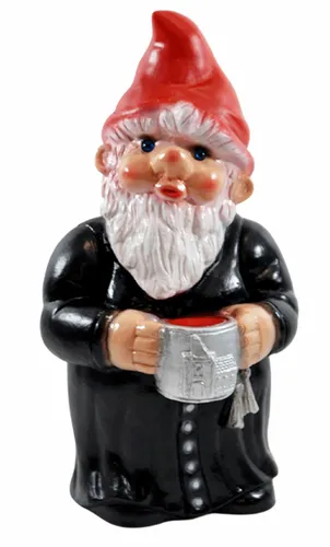 Deko Figur Zwerg Mönch H 29 cm - Wetterfeste Gartenfigur aus Handarbeit, ideal für Balkon und Blumenbeet. Diese charmante Gartenzwerg-Deko bringt märchenhaften Flair in Ihren Garten.