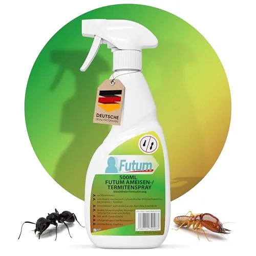 Futum 500ml Anti Ameisen Spray | mechanische Formel & Hochwirksam gegen Ameisen, Larven und Eier, für Innen- & Aussenbereich, Wasserbasis, fleckenfrei