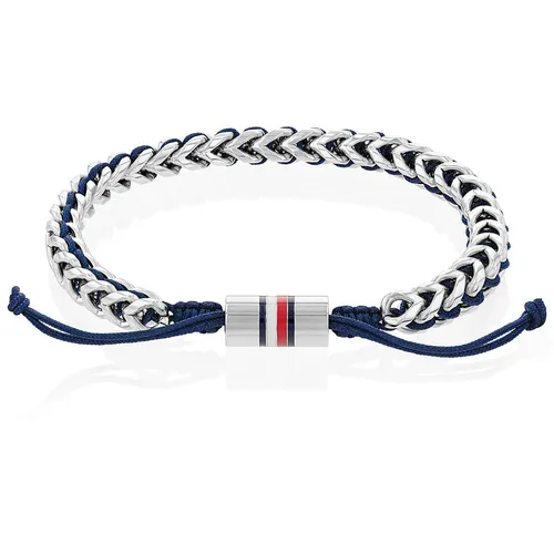 Tommy Hilfiger Herren-Armband aus Edelstahl und Nylon - Armband für Herren, geflochten aus robustem Nylon und Edelstahl, mit verstellbarem Verschluss für perfekten Sitz und stilvollem Tommy Hilfiger-Logo.