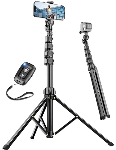 Nineigh Handy Stativ Ständer, 180cm Smartphone Stative mit Fernauslöser, Erweiterbar Selfie Stick Stativ für iPhone, Tripod mit Handyhalterung, Kompatibel mit iPhone Samsung Huawei Kamera