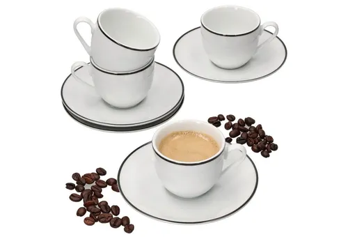 MamboCat Tasse 4er Set Lineo Espressotasse mit Untertasse - 404951 + 404968