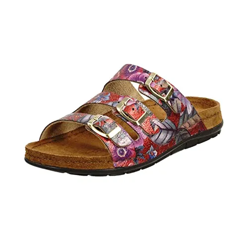 Rohde Damen, Frauen, Klassische Sandalen, Sandalen,Pantoletten,Sommerschuhe,Hausschuhe,Leder-fußbett,Cherry,38 EU / 5 UK