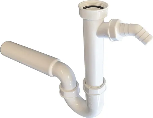 tecuro Küchen Ablaufgarnitur Geruchsverschluss mit Geräteanschluss für Spül- und Waschmaschinenschlauch 19-22 mm, Anschluss 1 1/2 Zoll x 50 mm