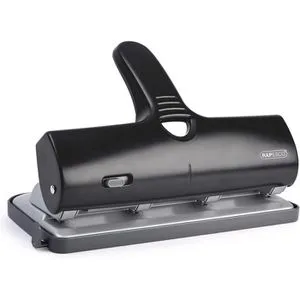 RAPESCO Mehrfachlocher ALU 40 - 4-fach Kraftlocher aus Metall schwarz, für bis zu 40 Blatt mit ergonomischem Griff und 15 Jahren Garantie