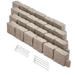 VEVOR Rasenkante PE Steinoptik - Beeteinfassung in Braun, aus lichtbeständigem PE-Material, leicht zu installieren und ideal für eine ansprechende Gartenumrandung.