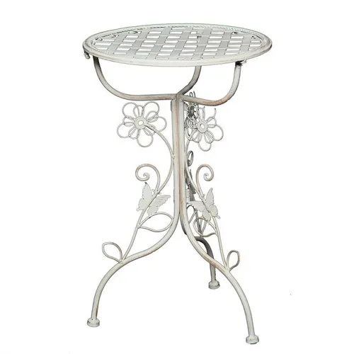 Beistelltisch Antikweiß 53 cm - Stilvoller Tisch für Garten und Terrasse - Runder Beistelltisch aus robustem Eisen in antikweiß, ideal für Outdoor-Deko und gemütliche Stunden im Freien. Maße: 32 cm x 32 cm x 53 cm.