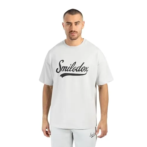 SMILODOX Herren T-Shirt Lorik - Locker geschnittenes Oversize Shirt mit Retro Frontprint, bequemem Rundhalsausschnitt und weichem Material für einen modernen Streetwear Look