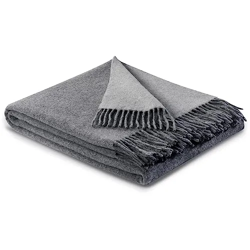 Traumschloss Naturhaar Wohndecke, Kuscheldecke, grau, 130x170cm, aus Wolle und Kaschmir