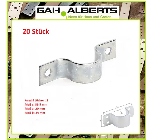 STÜCK GAH Rohrschelle L86,5 x B20 x H24 mm Stahl verzinkt 1