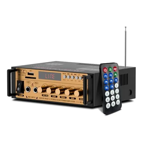 Mini Bluetooth Verstärker HiFi Stereo Audio mit Mixer Wireless Bluetooth Endstufe 600W Dual Kanal Bluetooth 5.0 Digital Signal Amplifier Aluminiumkörper Bluetooth Receiver für Heimlautsprecher