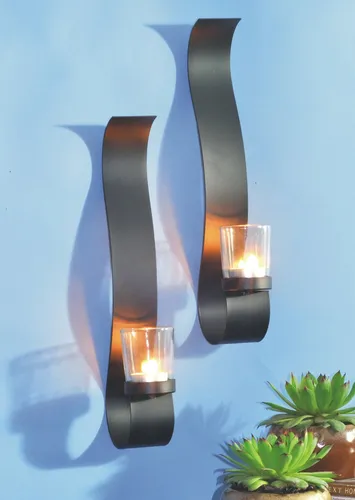 Dekorative Wandkerzenhalter für Teelichter 2er Set aus Metall für Teelichter