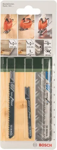 Bosch 2609256774 DIY Stichsägeblattset 3-teilig U111C (1)/ U19BO (1)/ U127D (1)