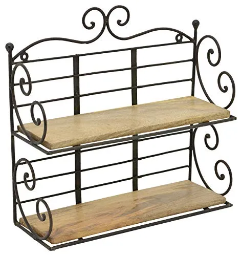 HSM Wandregal Dekoregal Schwarzbraun - Schweberegal aus Holz und Metall im Antik-Look, handgefertigt und einzigartig, ideal für Küche, Bad oder Kinderzimmer, Maße: 38 x 14 x 36 cm.