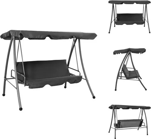 vidaXL Hollywoodschaukel mit Dach Anthrazit 192×118×175 cm Stahl - Hollywoodschaukeln