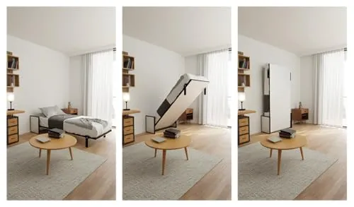WallBedKing Wandbett, Schwarz, Metall, Rechteckig, 100x200 cm - Modulares Wandbett-System für platzsparende Lösungen in modernen Wohnungen. Flexibel anpassbar, ideal für kleine Räume und multifunktionale Wohnbereiche.