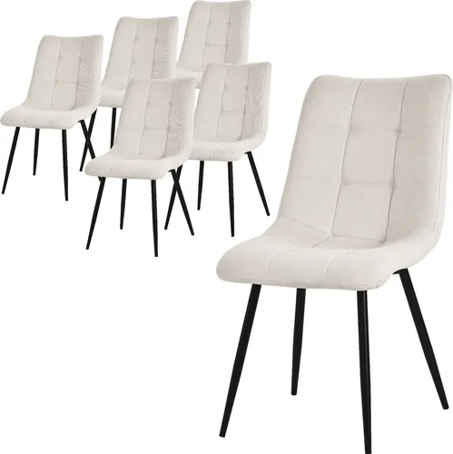 ML-DESIGN Esszimmerstuhl 6er Set, Beige - Stühle für Esszimmer und Küche, modernes Design, bequem gepolstert und bis 120kg belastbar – ideal für gesellige Runden.