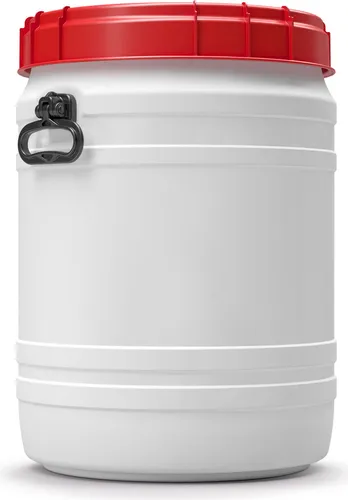 Liter Weithalsfass Tonne Drehdeckelfass Schraubdeckelfass weiß (64 CT SW) 64