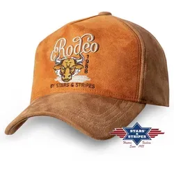 STARS & STRIPES Trucker Cap Rodeo – Edle Western-Cap mit 3D-Bestickung - Baseball Caps für Herren, hochwertige Wildlederoptik und 3D-Bestickung für einen authentischen Western-Look, individuell verstellbar für optimalen Tragekomfort.