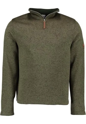 Orbis Herren Fleecepullover Strickfleece Freizeitpullover Troyer hochgeschlossen Wukom, Größe:4XL, Farbe:Oliv