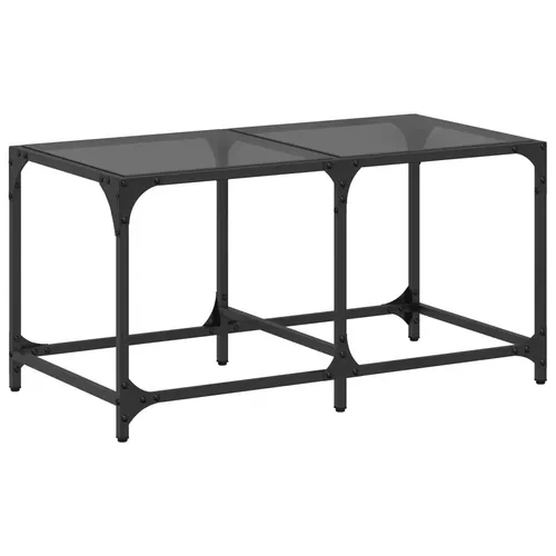 furnicato Moderner Couchtisch mit schwarzer Glasplatte, 78,5 x 40 x 40 cm