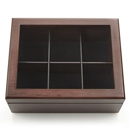 Apace Living Tee Box Luxeriöse Tee Aufbewahrung Box Holz – 6 Fächer für die Aufbewahrung von Teebeuteln