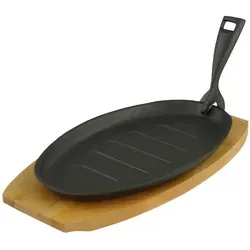 GVK ECO Servierpfanne mit Servierbrett oval 27,5 x17,5 x 2cm Gusseisen 1 Stück im Set