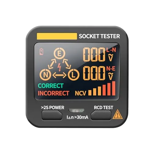 Weskjer Spannungsprüfer Digitales LCD-Display Smart Socket Tester EU-Stecker-RCD-Detektor Polarisationselektroskop für Netzphasenteststecker für ANENG AC11