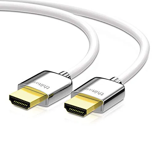 conecto thinwire Premium High Speed HDMI Kabel mit Ethernet (UHD, 4K 2160p, 3D, Full HD, 1080p, HEAC, ARC) weiß 1,00m