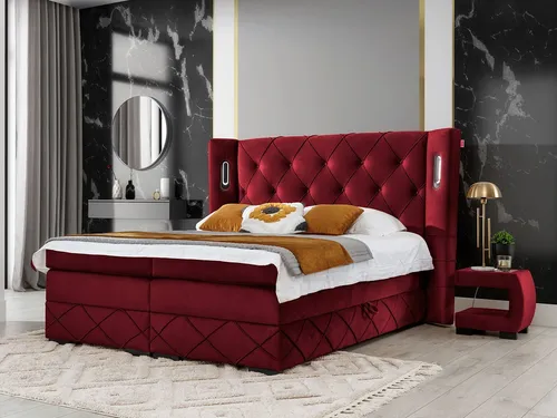 Mirjan24 Boxbett Bordeaux, 200x200 cm, mit Bettkästen - Elegantes Boxbett in Bordeaux mit zwei praktischen Bettkästen für zusätzlichen Stauraum. Ideal für Ihr Schlafzimmer, bietet es Komfort und Stil in einem.